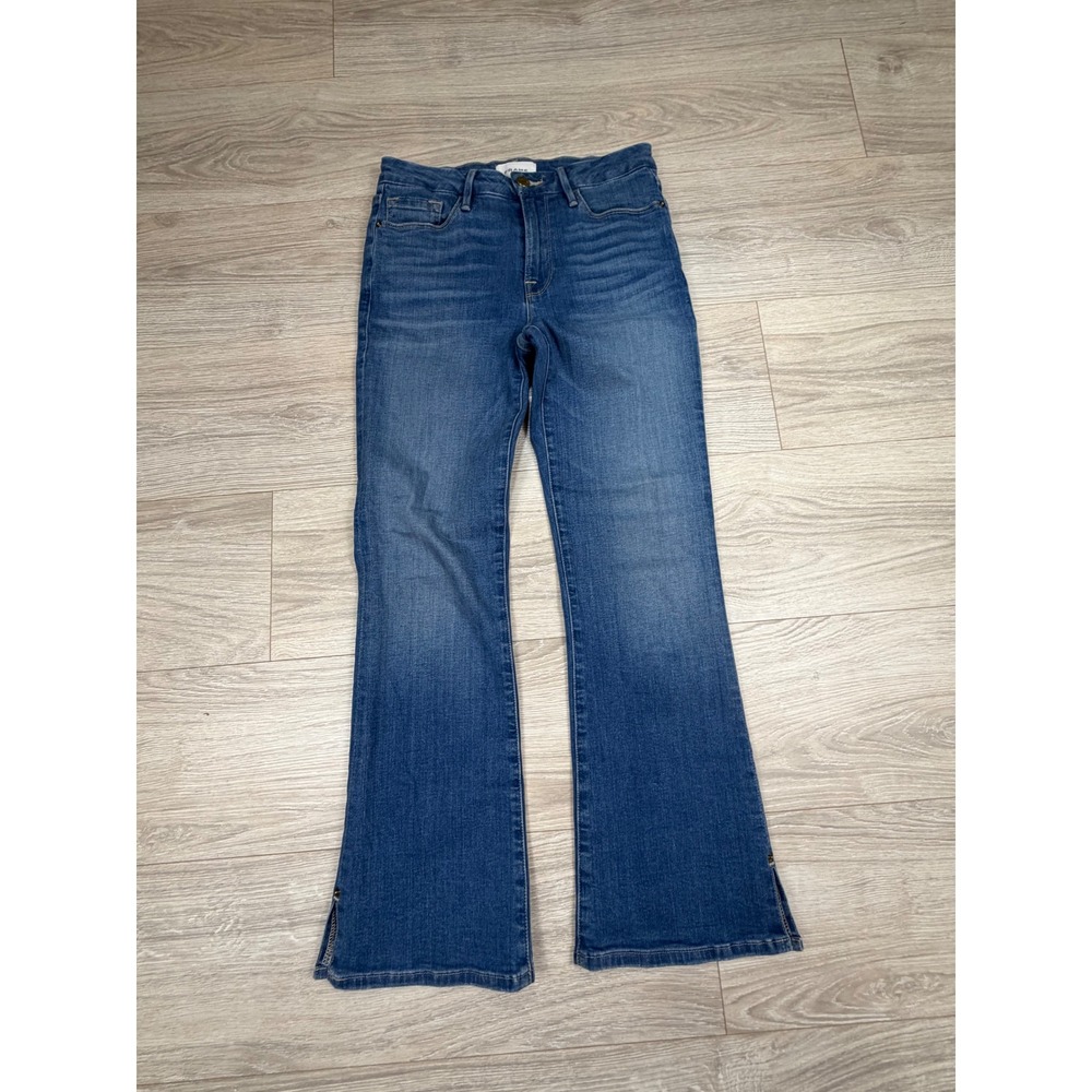 FRAME Le Crop Mini Boot Jeans Morongo Blue High Rise Split Hem Size 25